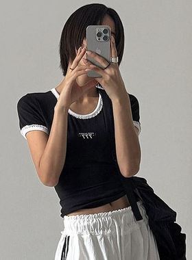 六0821韩国正品60646 T恤区舒适直邮英伦甜美原宿秋夏瑞丽韩版