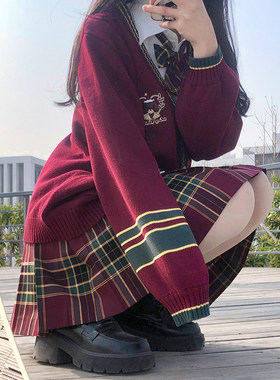 新款圣诞新年JK制服开衫毛衣套装