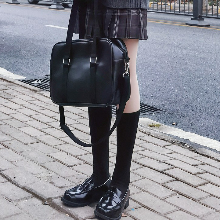 毛毛虫JK自制 显瘦黑色小腿袜中筒长筒过膝黑白jk制服配饰堆堆袜