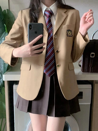 本佐中原创jk西服外套校供感驼色