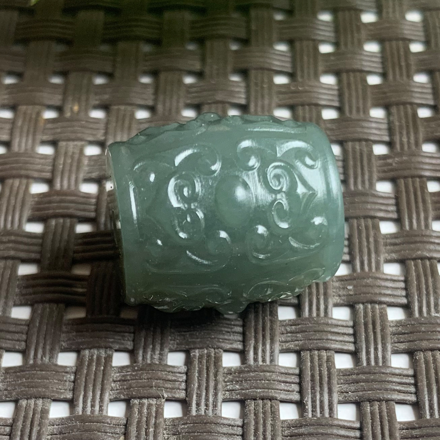 天然和田玉且末蓝桶珠手串配件男玉石回纹仿古单珠文玩手链配饰女