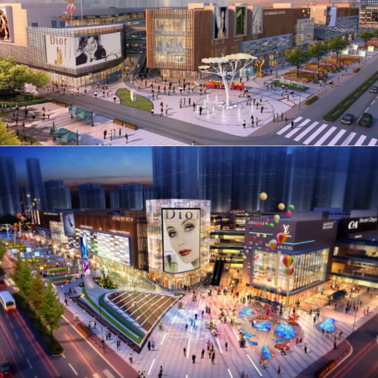 现代曲线城市商业综合体购物广场购物中心商城商场草图大师su模型