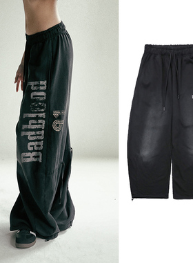 Badblood黄礼志同款美式复古做旧宽松阔腿跳舞裤女长裤辣妹休闲裤