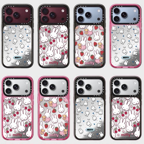 C家ASETi勃艮第酒红适用iPhone苹果18promax手机壳18pro/17pro/17promax蓝爱心米菲兔集合亚克力时尚防摔全包