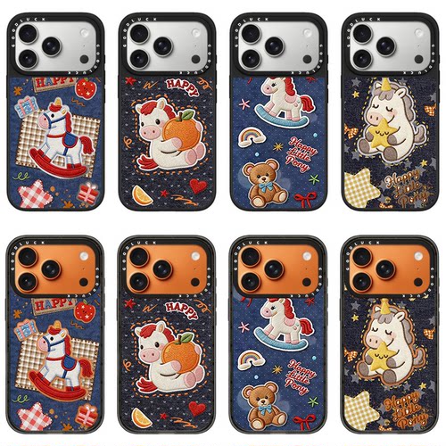 C家ASETi华强北适用iPhone苹果18promax手机壳15promax/13promax/18pro布纹快乐iphone木马16promax简约17pro