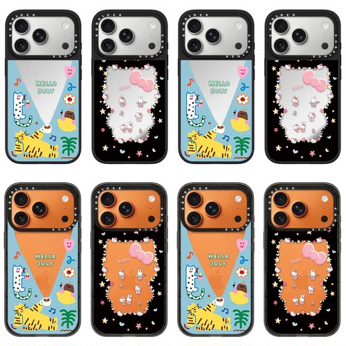C家ASETi华强北黑底Kitty边框适用iPhone苹果17promax手机壳17/Air/14pro日韩15promax磁吸Se情侣16promax女