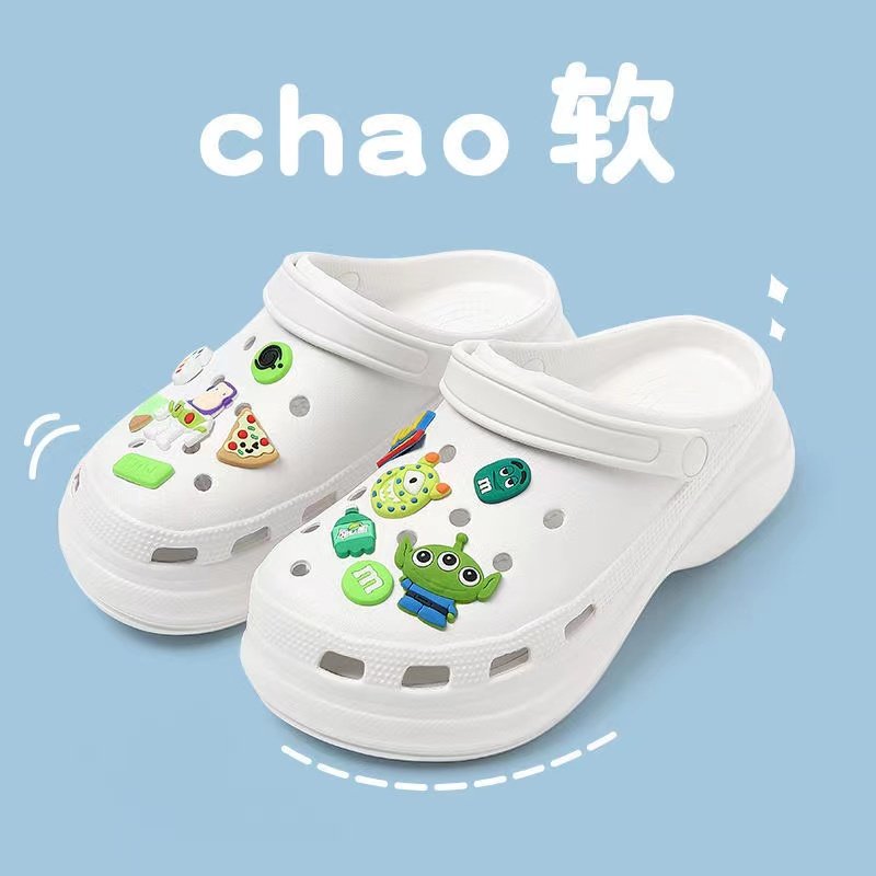 拖鞋女夏外穿时尚网红小红书厚底洞洞鞋镂空包头护士鞋防滑双用鞋