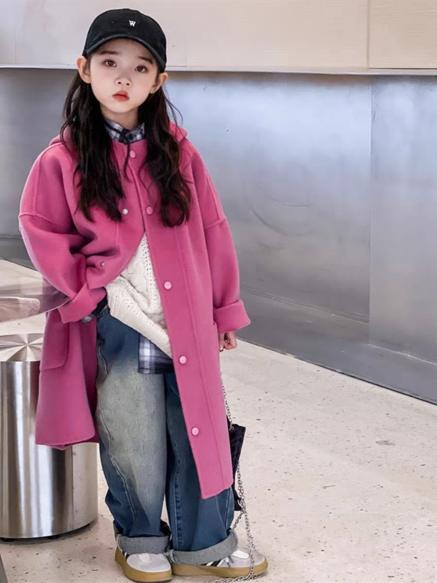 女童外套秋冬款2026新款儿童双面羊绒女大童冬季长款童装呢子大衣