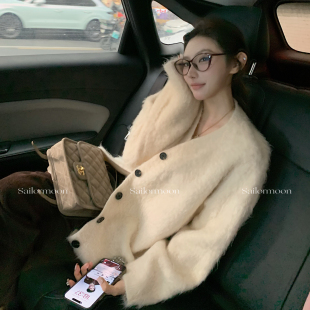 软糯仿马海毛针织开衫 冬日巴尔塞 毛衣外套女秋冬 PROJECT