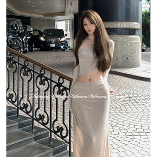 2.4/20点【攻心曲线】S曲线斜肩连衣裙修身性感露背包臀纯欲长裙