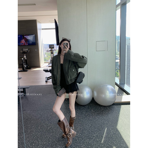F RPOJECT【bomber jacket】美式复古水洗做旧夹克外套女秋季百搭