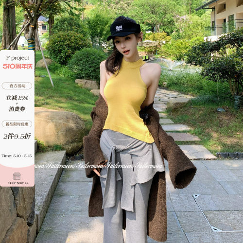 5.10/20点【chil撩人】双系带不规则半高领针织高级感背心