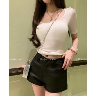 短裤 高腰辣妹仿皮涂层面料百搭显瘦修身 超A担当 女 PROJECT