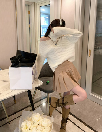 F PROJECT 学院风甜妹 高腰显瘦a字半身裙女春秋冬百搭百褶裙短裙