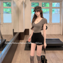 F PROJECT【韩漫idol热裤】1oo棉休闲高腰短裤女百搭直筒辣妹热裤