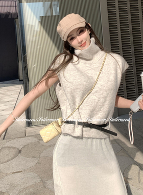 1.21/20点【燕麦奶泡】叠穿思路！拉毛高领背心无袖毛衣慵懒毛衫