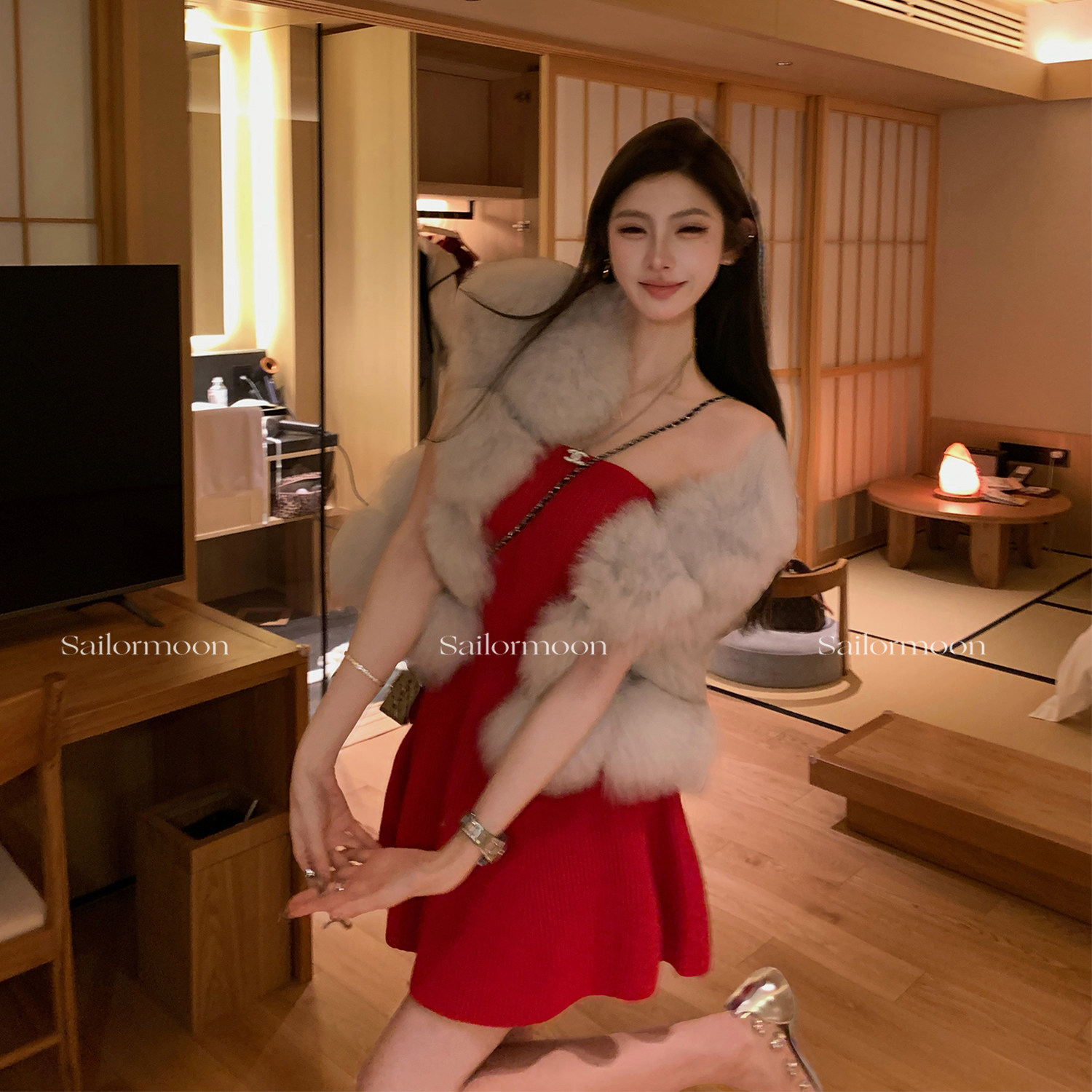 12.20/20点【绒绒泡芙】真狐狸毛圣诞皮草马甲女秋冬毛毛贵气外套