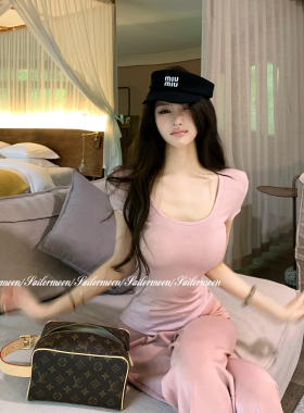 F PROJECT【素颜方程式】天丝羊毛正肩大U领多色短袖T恤上衣女夏