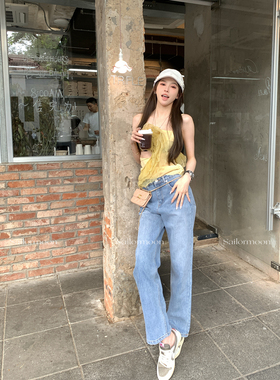 F PROJECT【自带佰搭感】水洗蓝大王牛仔裤女夏季直筒显瘦百搭