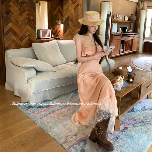 F PROJECT【心动】anna同款度假温柔蕾丝拼接荷叶边ch10e连衣裙