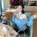 F PROJECT【是心动】慵懒风套头毛衣女针织挂脖背心叠穿两件套女