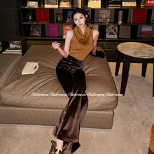 12.20/20点 【戚风慕斯】ro同款丝绒高腰休闲百搭修身喇叭裤女