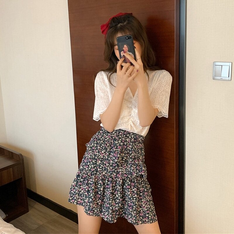 Broken flowers skirt have cash less than that is registered in the accounts Daughter summer 2020 new pattern Elastic Paige Chiffon Cake Pleated skirt Short skirtin the Women's clothing/Boutique , Skirts  category - from Buy2taobao.com to provide professional Taobao agent buy service