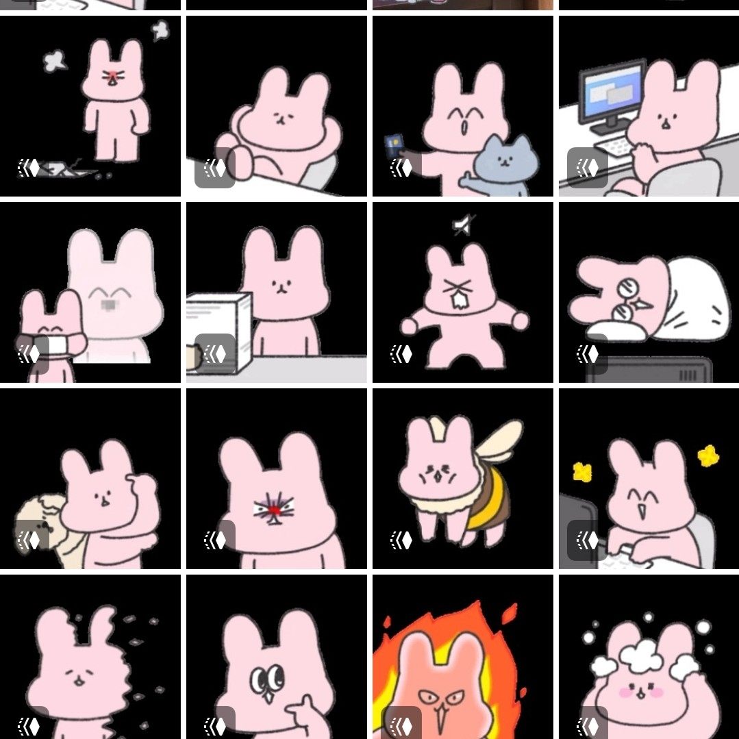 ato兔粉色兔兔微信动态表情包70个