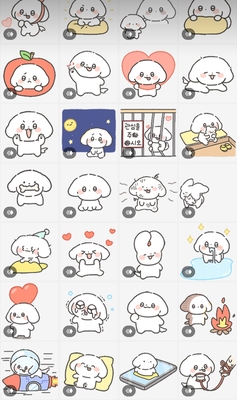 可爱线条小狗动态表情包50个gif素材可网盘微信