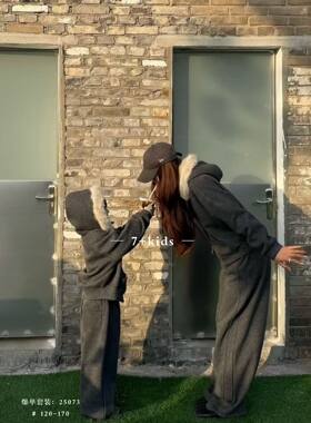 女童毛呢套装2026新款儿童洋气时髦秋冬款中大童休闲保暖冬装