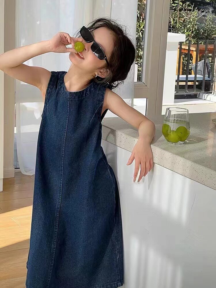 女童夏季牛仔吊带裙2025新款儿童牛仔裙