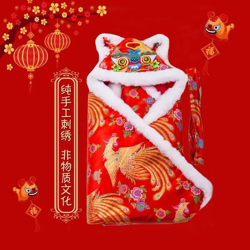 中国风婴儿抱被奢华刺绣手工新生儿百天满月红色喜庆包被秋冬加厚,婴童用品,婴童抱被/抱毯,淘宝优惠券,粉丝福利购,淘宝优惠卷