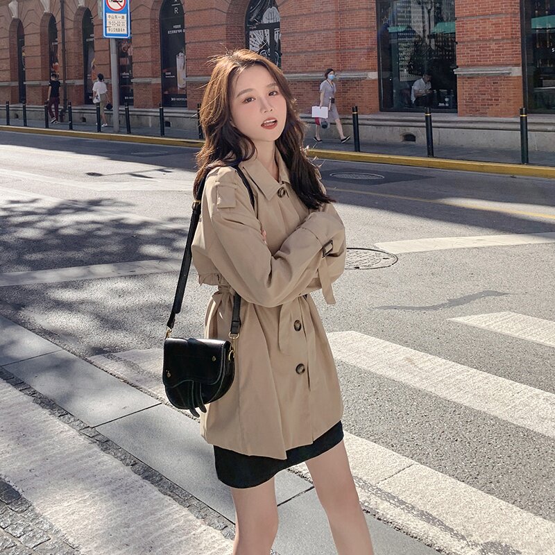 现货现货！2023春季短款小个子卡其色风衣123-2307-P100-K158,女装风衣,浙宝123