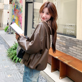 现货有买家秀！2024秋季新款连帽皮衣外套女123-7090-P165-K228，女装皮衣，浙宝123