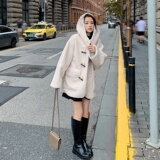 面料以下！2022冬季新款牛角扣连帽羊羔毛外套123-8872-P175-K248，女装短外套，浙宝123