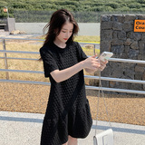 法式提花连衣裙女春夏2025新款赫本风浪漫复古洋气遮肚显瘦小黑裙，女装连衣裙，浙宝123