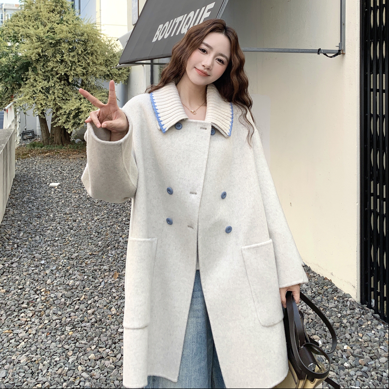 现货!2025冬季新款针织拼接双面呢羊绒大衣B123-7755-P305-K448,女装羊绒大衣,浙宝123 现货!2025冬季新款针织拼接双面呢羊绒大衣B123-7755-P305-K448,女装羊绒大衣,浙宝123