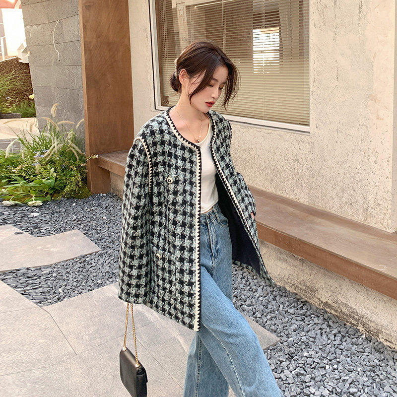 设计款！2022秋冬新款小香风格子外套123-8855-P155-K218,女装毛呢外套,浙宝123