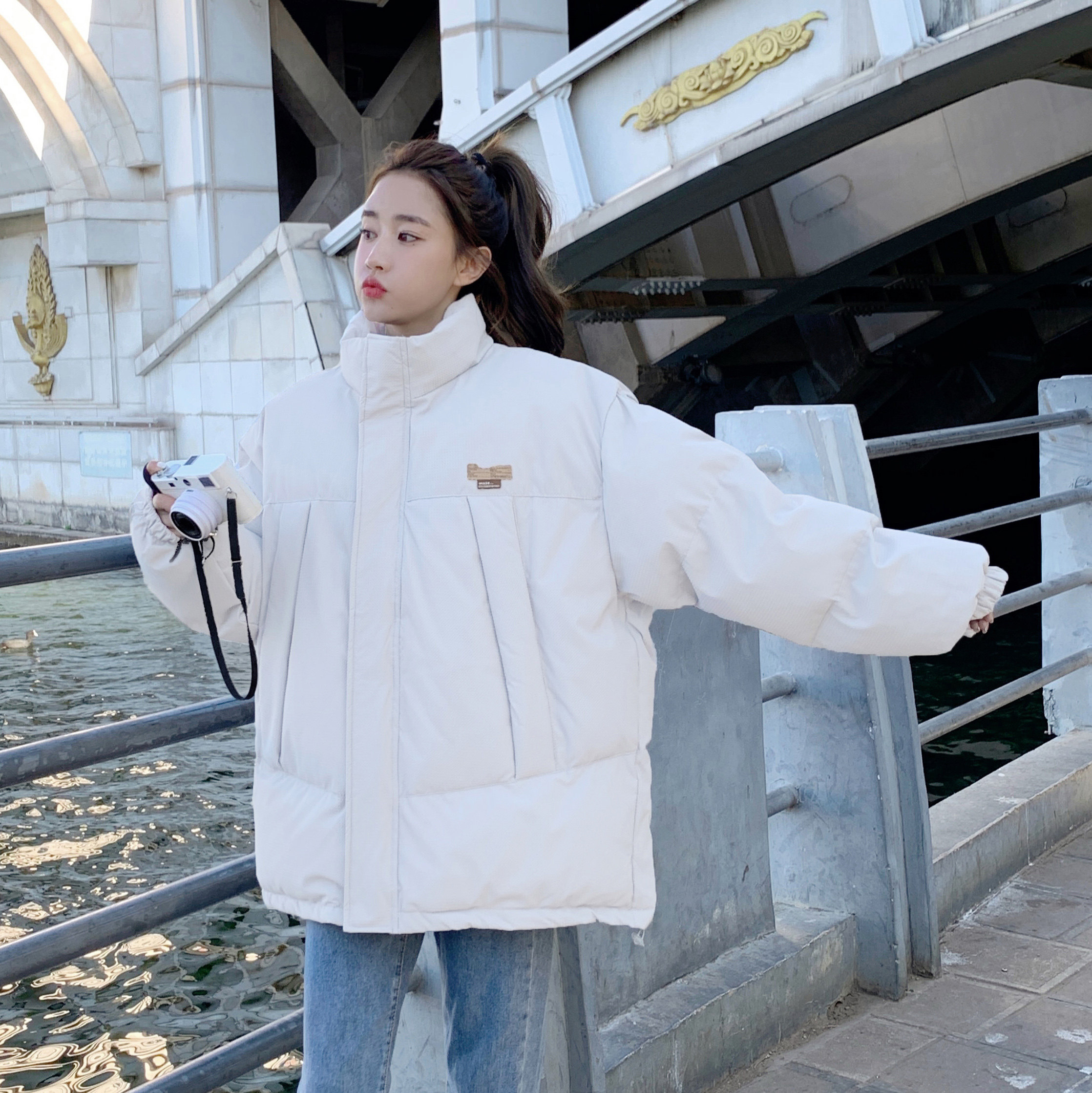 大货已出！2025经典黑白灰提花贴标棉服女123-M105-P155-K228，女装棉衣/棉服，浙宝123