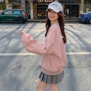 粉色字母棒球服外套女春季2025年新款韩版学院风爆款超火夹克上衣图片