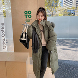 设计款！冬季新款咸菜绿中长款大毛领服123-M102-P195-K288，女装棉衣/棉服，浙宝123