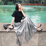 新款！2024夏季亮面半身裙短袖套装女1230-6080-P125-K178，女装运动套装，浙宝123