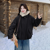 大货已出！2026冬季新款羊羔毛拼接羽绒派克服123-7781-P245-K358，女装羽绒服，浙宝123