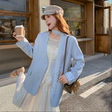 现货！2025秋季系腰围脖飘带蕾丝拼接西装123-7731-P145-K208，女装西装，浙宝123