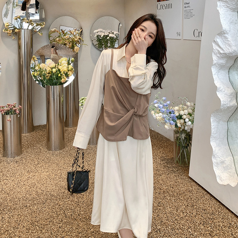 新款！2023春季新款假两件设计感连衣裙123-2395-P115-K178,女装连衣裙,浙宝123