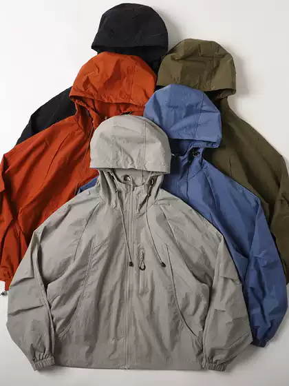 Mesh-Lined Mountain-Style Outdoor Functional Windproof and Waterproof Hooded Jacket for Men, Japanese-Style Autumn Casual Jacket, Softshell Jacket