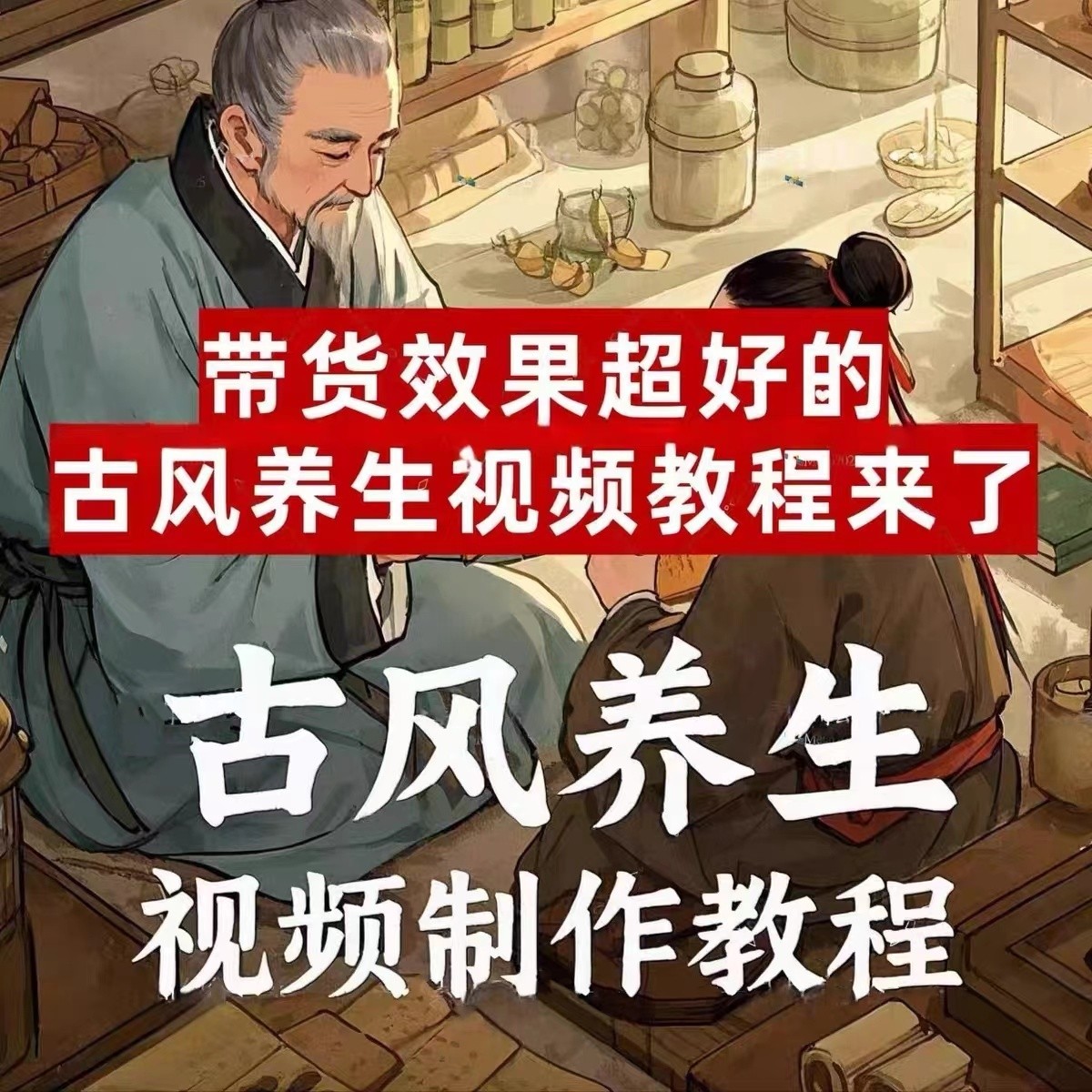 古风养生视频制作教程AI动画古法健身操带货超好古人中式锻炼形体