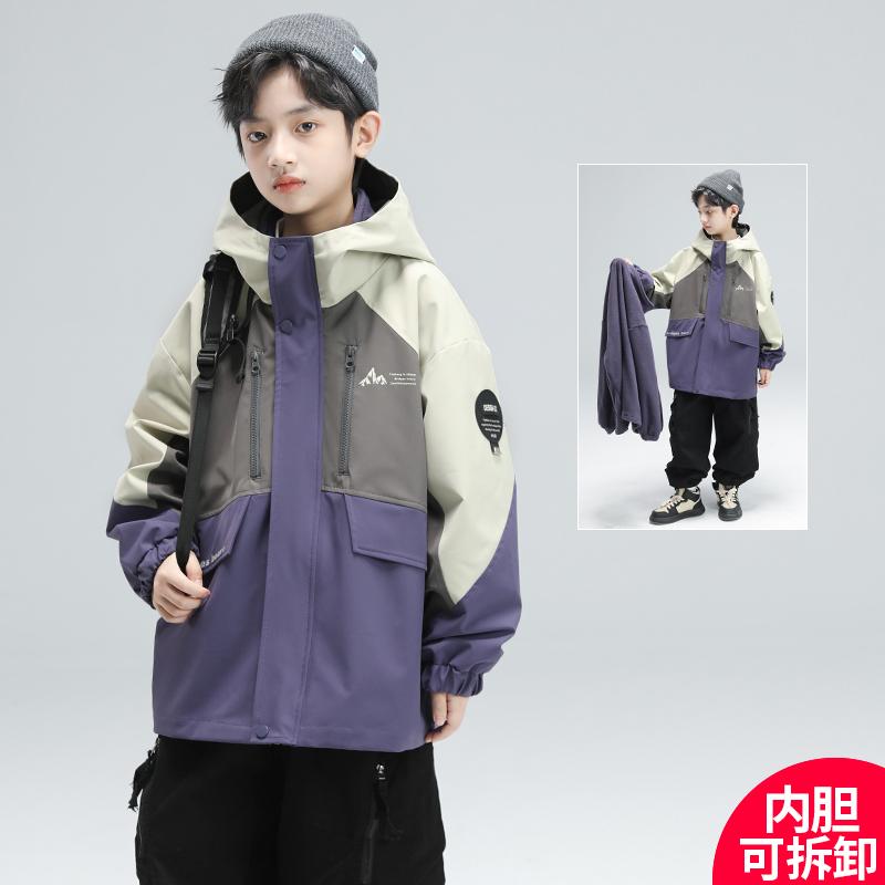男童加厚冲锋衣可拆卸三合一2025