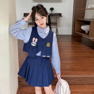 女童JK制服套装学院风百褶裙春装2025新款儿童兔子朱迪警官三件套