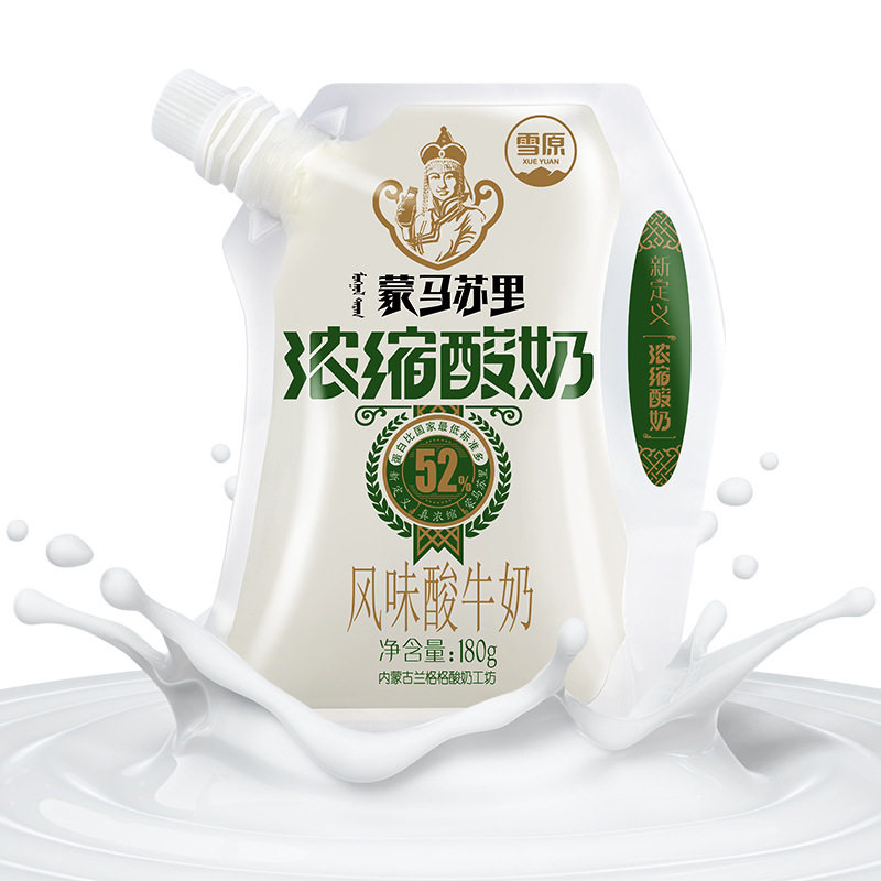 兰格格雪原酸奶浓缩马苏里内蒙风味生牛乳180g*12 蒙式冰酪冰激凌